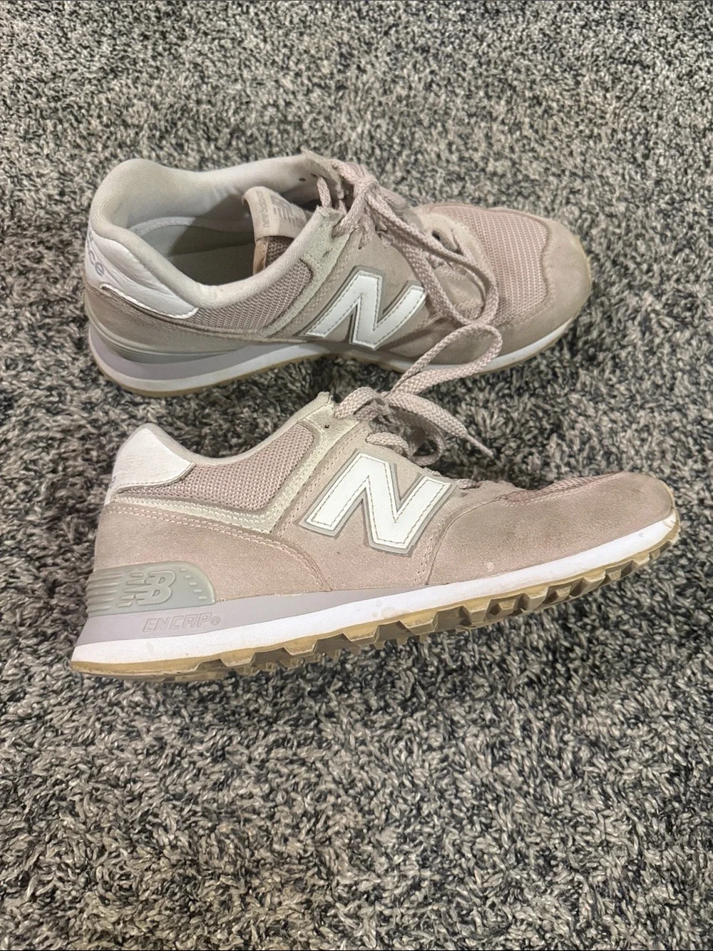 New Balance 574 Women’s 9 Beige Taupe Suede Mesh Sneakers WL574ESP